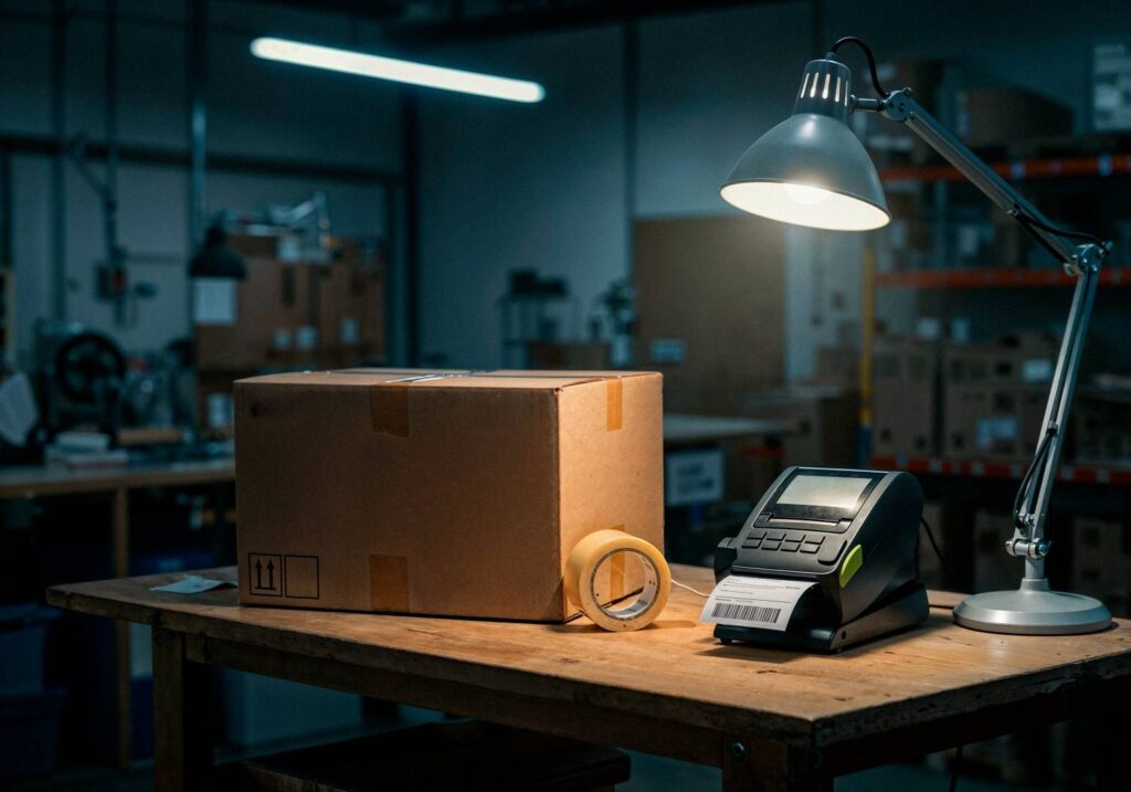 Shipping Packaging Workspace With Label Printer1 Wp